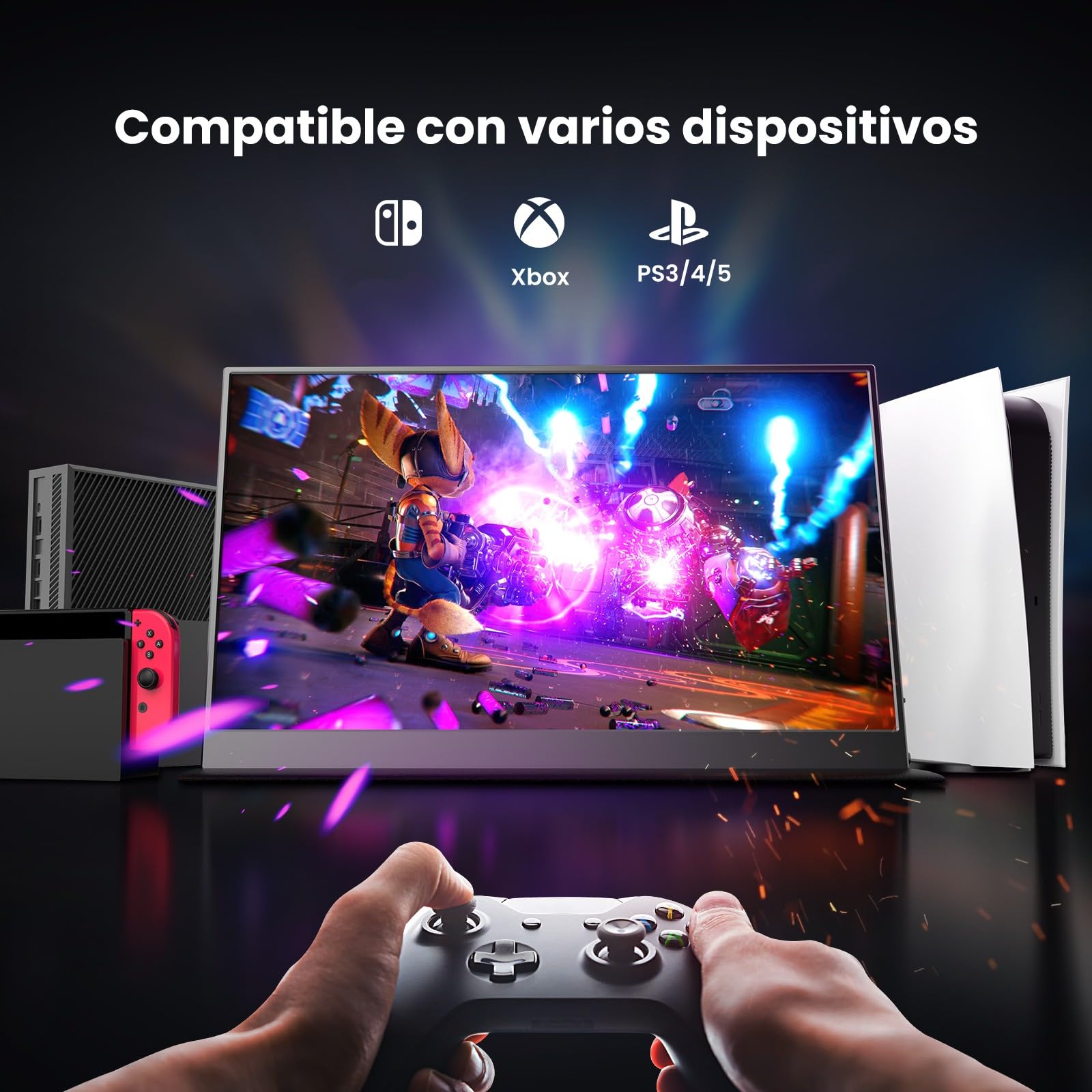 Szory Extensor de Pantalla para Laptop, Monitor Portátil IPS FHD 1080P de 14", Pantalla Triple Compatible con Laptops de 14" a 16", Windows y Mac, Incluye Bolsa de Transporte