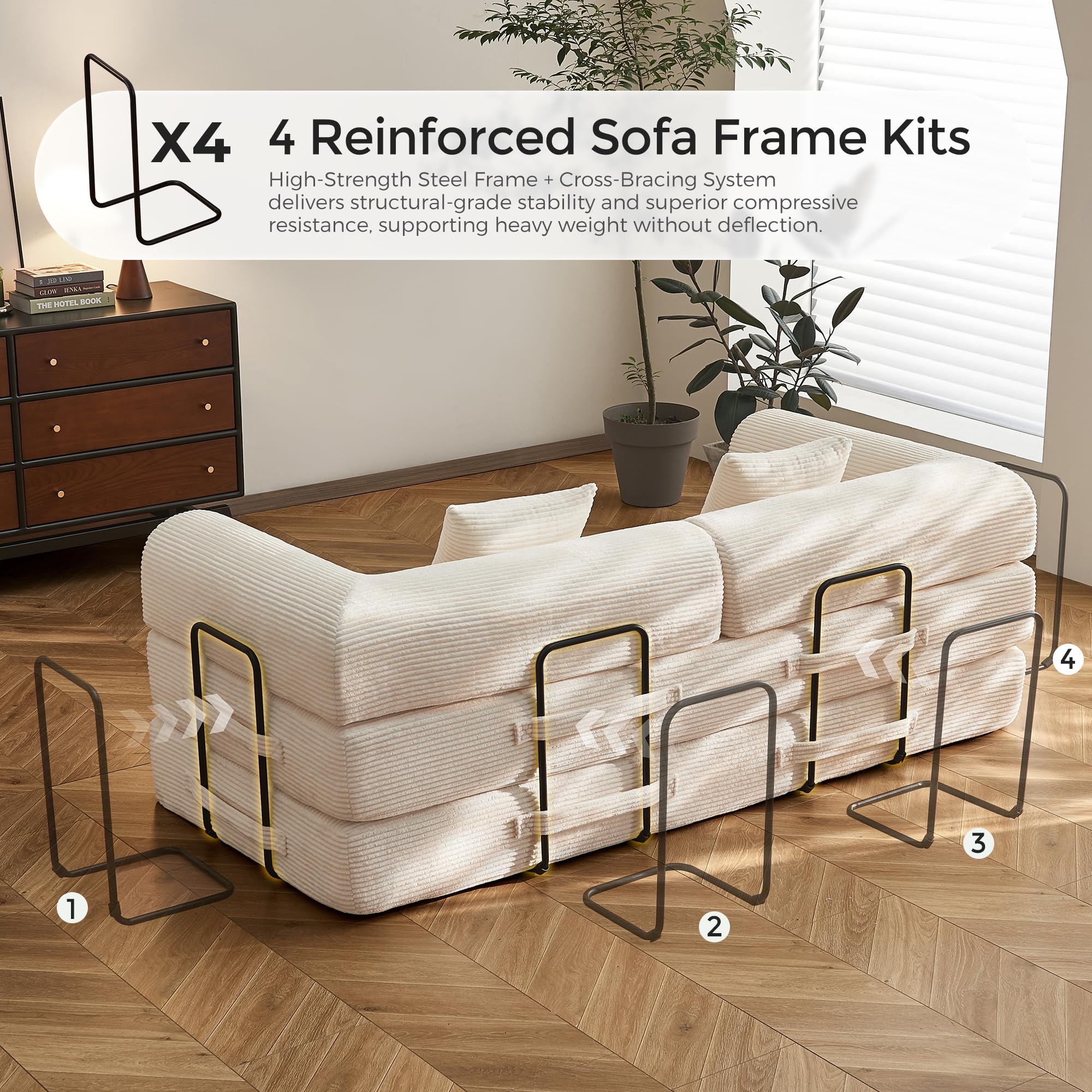 Sofá cama convertible de 79 pulgadas, sofá sin huesos, para sala de estar, gris oscuro