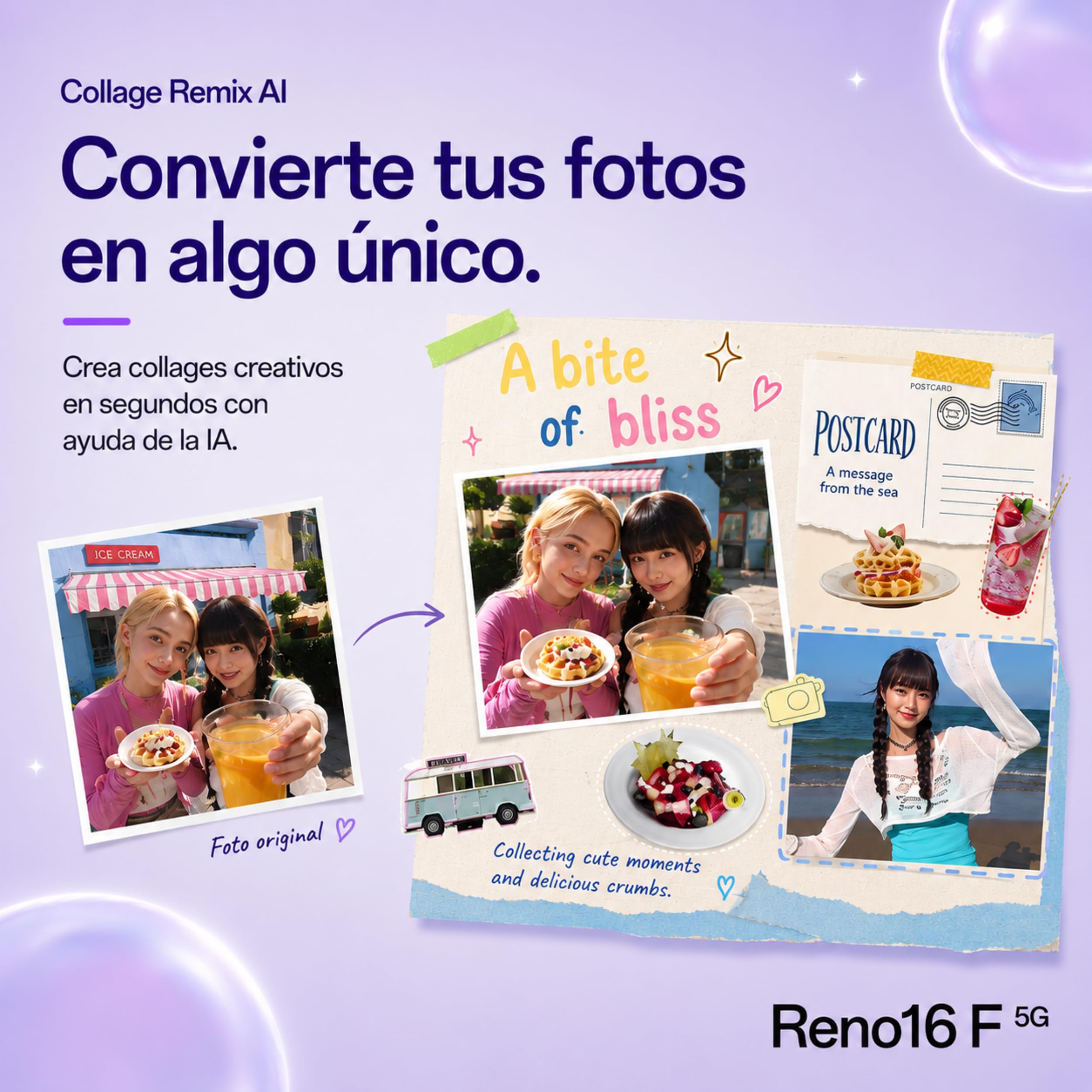 OPPO Reno 16F 5G Blanco Cósmico 8GB +256GB, Pantalla AMOLED 120Hz, Cámara Selfie Ultra Gran Angular 50MP, Incluye Enco Buds3 de Regalo