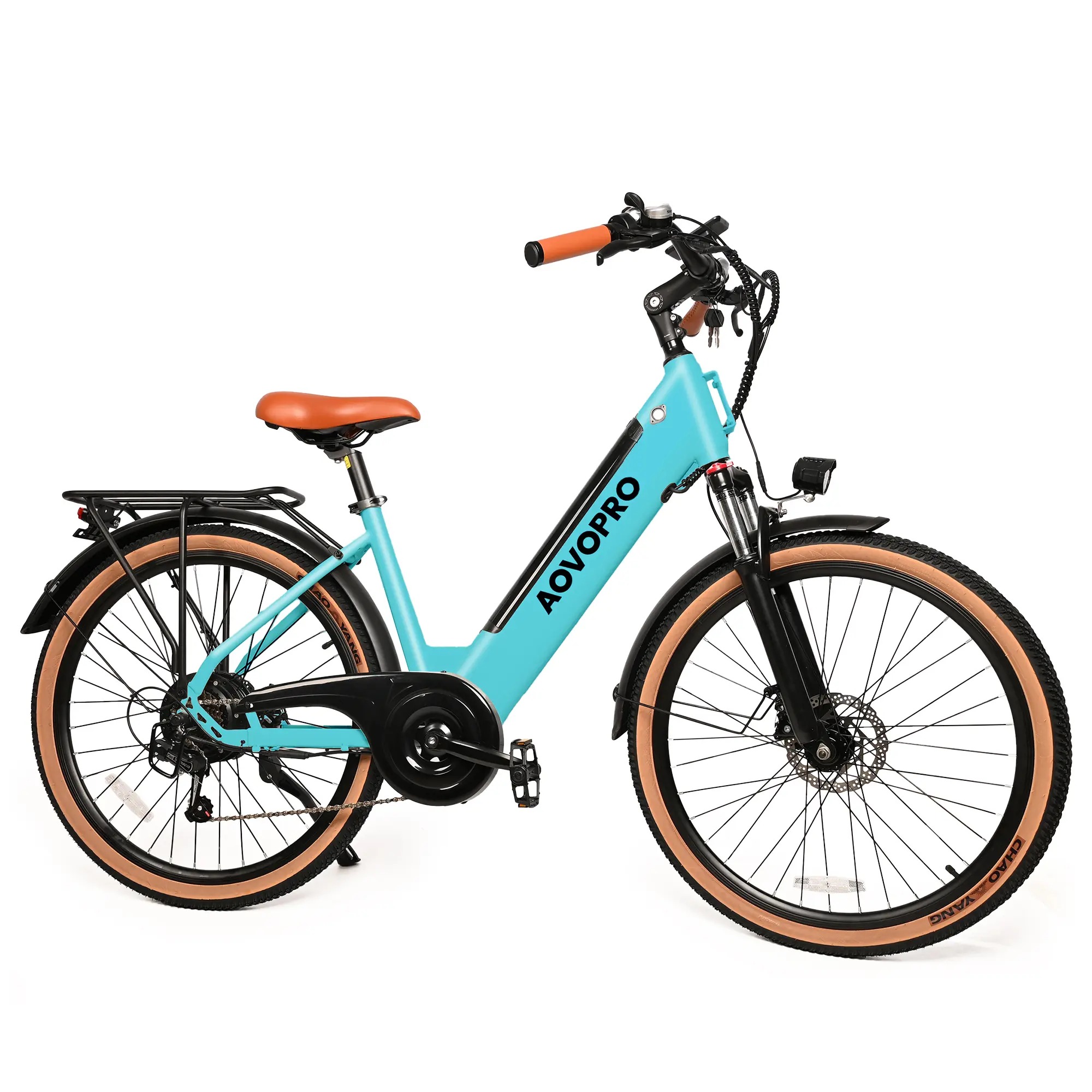 【AOVOPRO&HQYEX】 Bicicleta eléctrica de 26 pulgadas | Potencia máxima de 750 W | Velocidad máxima de 22 mph | Autonomía de 25 a 35 millas | Cuadro de acero de alto contenido en carbono | Batería extraíble | Frenos con corte de energía | Neumáticos todoterr