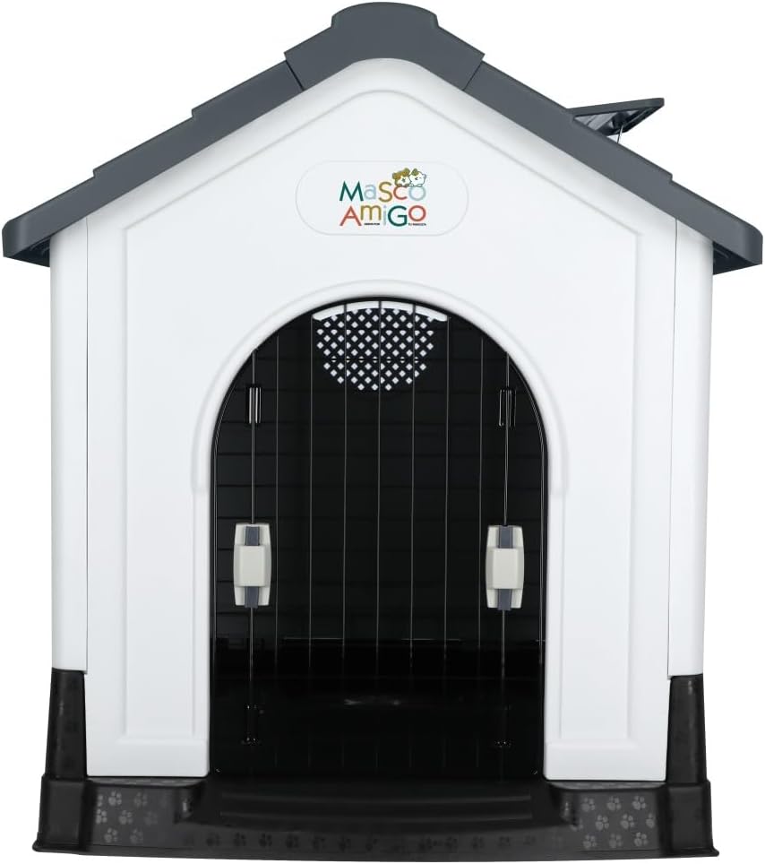 MASCOAMIGO Casa Térmica para Perros Razas Grandes Incluye Puerta con Seguro, Facil de Armar, Limpiar y Guardar, Medidas 105x88x99cm, con Protección UV