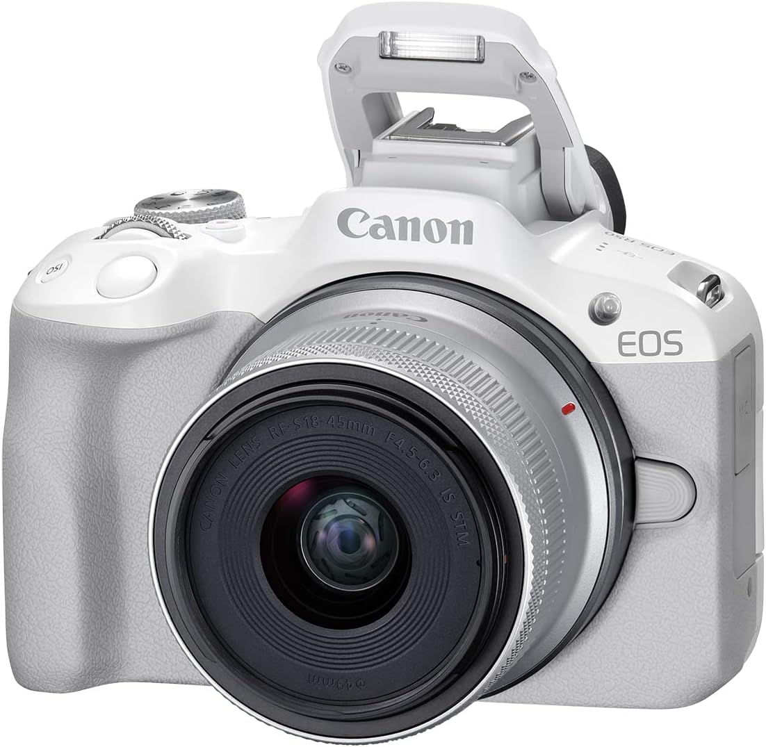 Canon EOS R50 Cámara de vlogging sin Espejo (Negro) con RF-S18-45mm F4.5-6.3 es Lente STM, 24.2 MP, Video 4K, detección y Seguimiento de Temas, Compacto, conexión de Smartphone, creador de Contenido