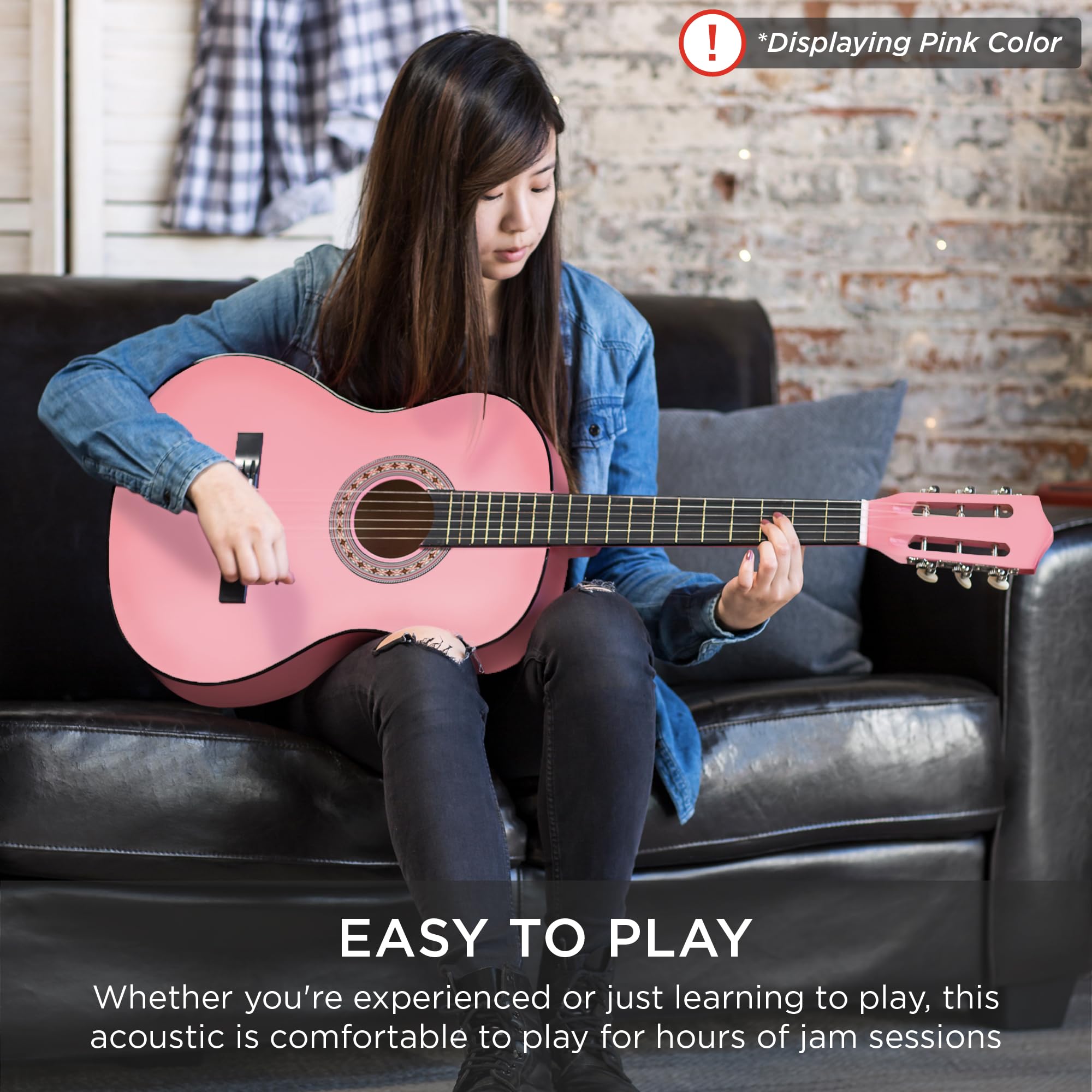 Best Choice Products — Guitarra Acústica para Principiantes con Cuerdas de Nylon, Kit Completo y 4 Meses de Clases Gratis