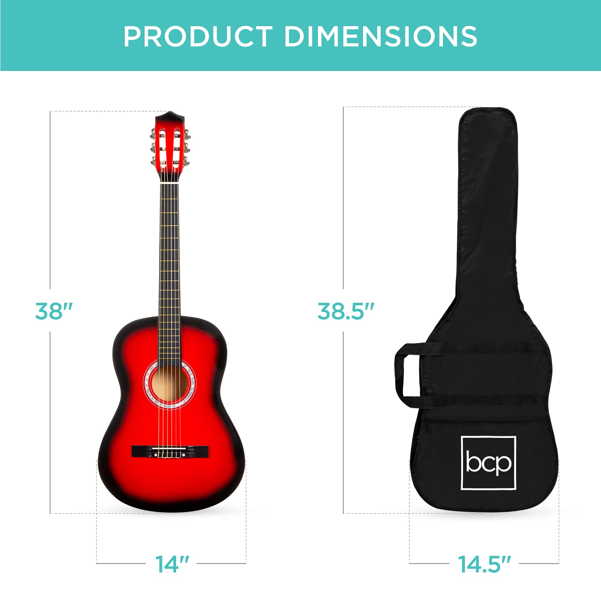 Best Choice Products — Guitarra Acústica para Principiantes con Cuerdas de Nylon, Kit Completo y 4 Meses de Clases Gratis