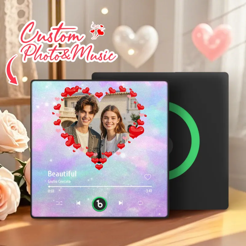 FridgeBeats Framed 4.0 Personalized Heart Style Photo Music Fridge Magnet Valentines Gift Album Fridge Magnet Music Wall Photo Sticker-Veria Gifts