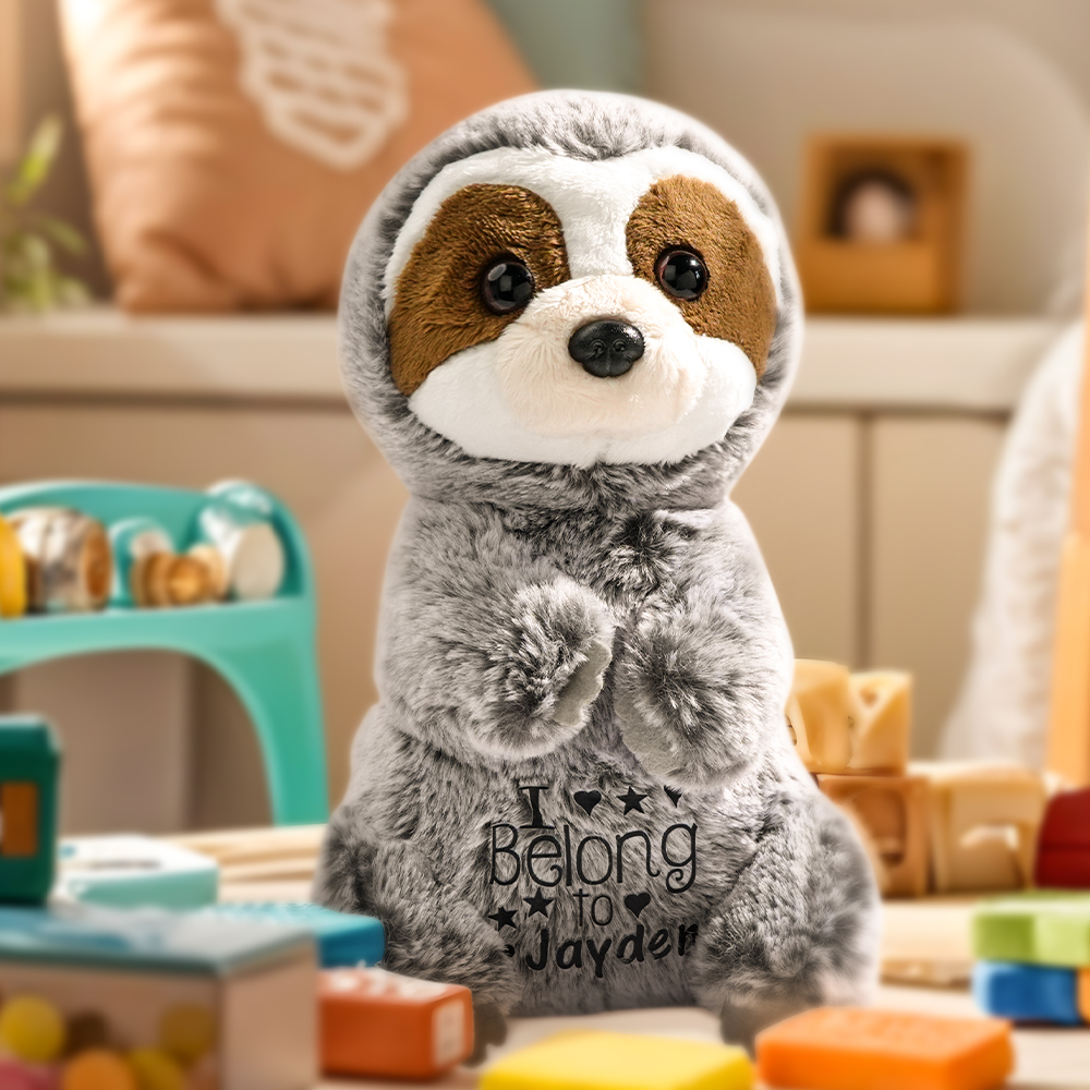 Personalized Name Sloth Plush Stuffed Toy Gift for Baby Shower-Veria Gifts