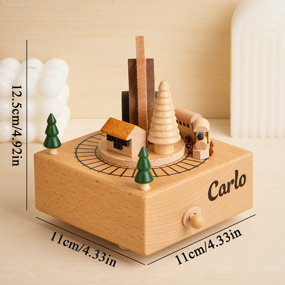 Custom Engraved Wooden Train Tunnel Music Box – Personalized Name Toy Birthday Gift for Kids-Veria Gifts