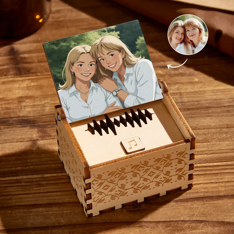 Custom Anime Style Music Box with Your Photo | Choose Your Own Song-Veria Gifts