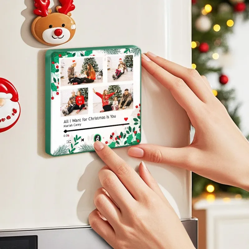 FridgeBeats Framed 4.0 Custom Music Fridge Magnet Personalized Multi Photo Fridge Magnet for Christmas Gift-Veria Gifts