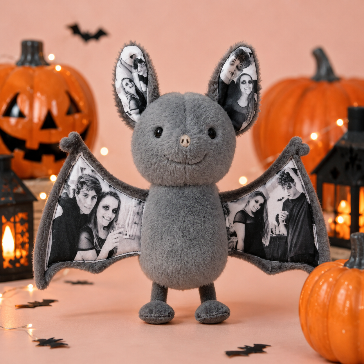 Personalized Photo Bat Plush Custom Halloween Couple Gift-Veria Gifts