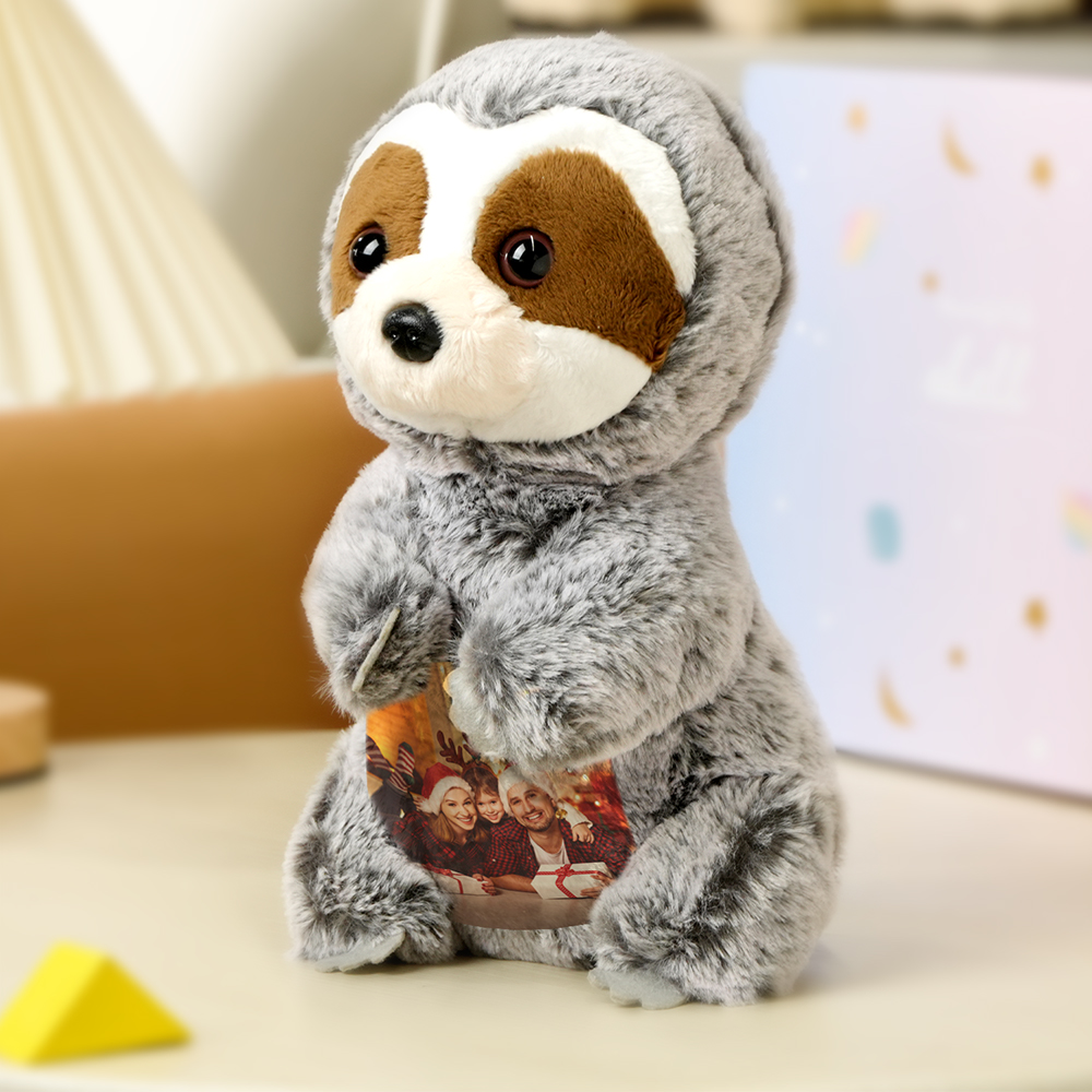 Personalized Sloth Plush Stuffed Toy with Photo Gift for Kids-Veria Gifts