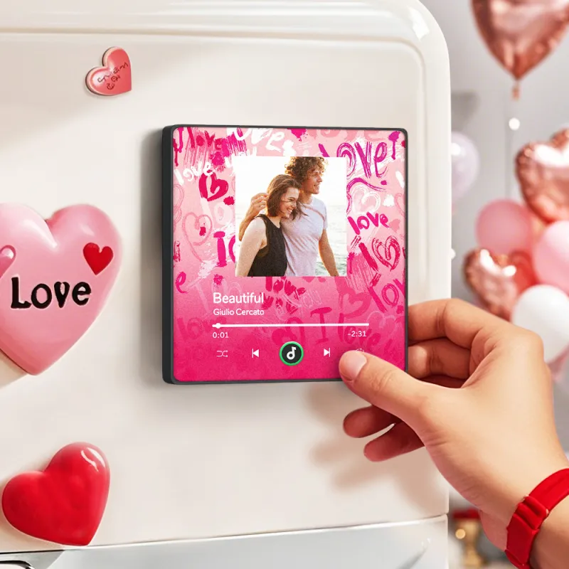FridgeBeats Framed 4.0 Personalized Love Theme Music Fridge Magnet Valentines Gift Music Wall Photo Sticker Music Movement-Veria Gifts