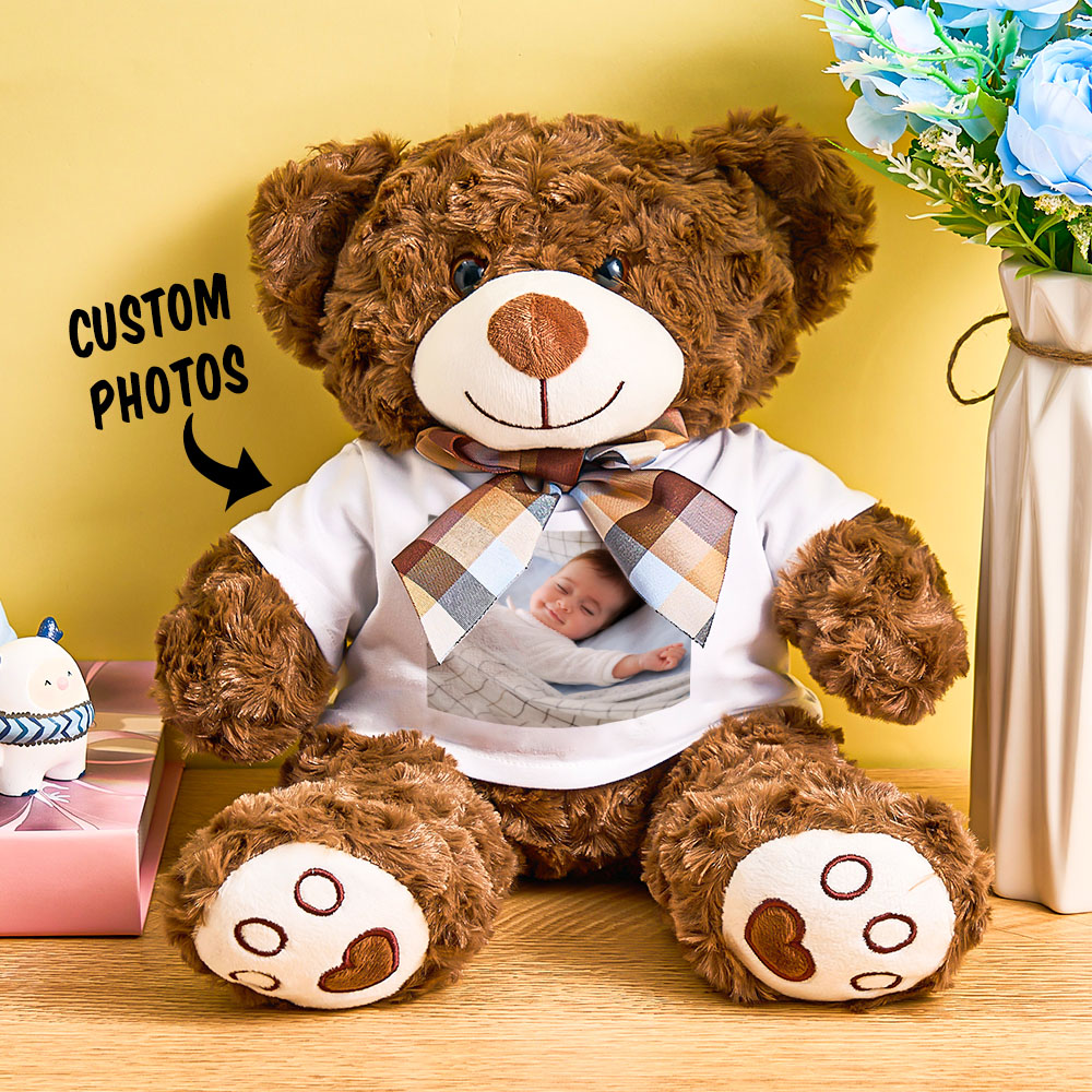 Personalized Bear Plush Stuffed Toy with Photo Gift for Kids-Veria Gifts