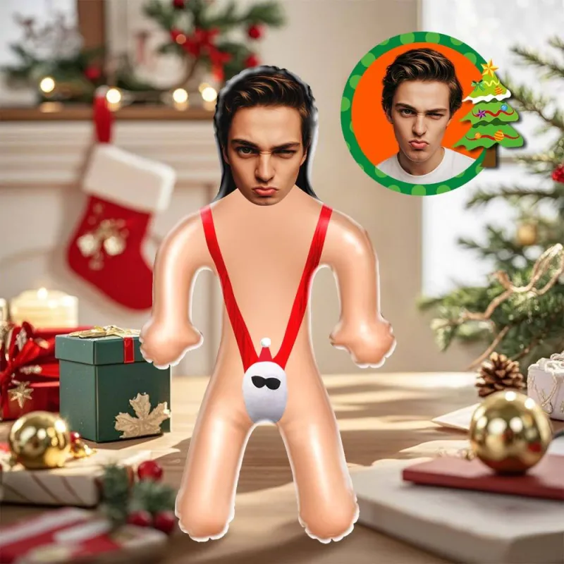 Custom Face Sexy Santa Mankini Blow Up Dolls Funny Inflatable Balloon Custom Air Doll for Party Favors Christmas Gifts