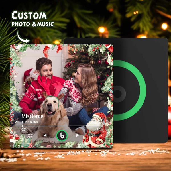 FridgeBeats Frameless Custom Family Photo Music Fridge Magnet Christmas Gifts for Family Personalized Music Magnets Can Play Songs-Veria Gifts