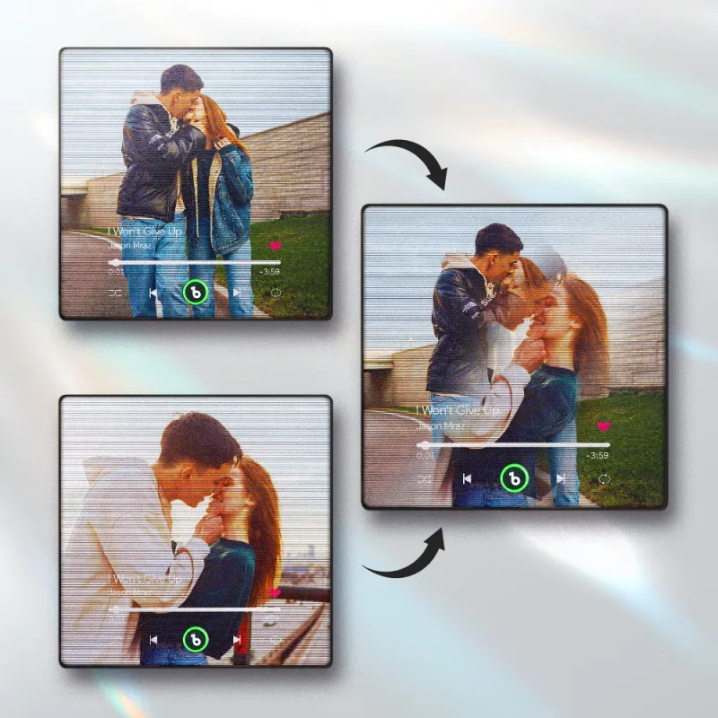 FridgeBeats Framed 4.0 Custom Lenticular Flip Music Fridge Magnet Personalized 2 Photos in 1 Album Fridge Magnet for Couple-Veria Gifts