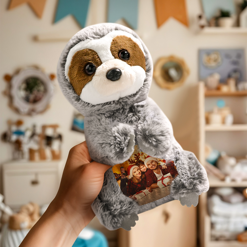 Personalized Sloth Plush Stuffed Toy with Photo Gift for Kids-Veria Gifts