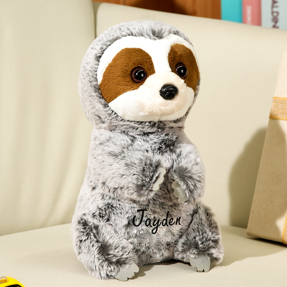 Personalized Sloth Plush Stuffed Toy with Custom Text Gift for Baby Shower-Veria Gifts