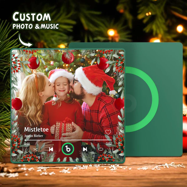 FridgeBeats Framed Personalized Family Photo Music Fridge Magnet Christmas Gifts for Family Custom Music Magnets Can Play Songs-Veria Gifts