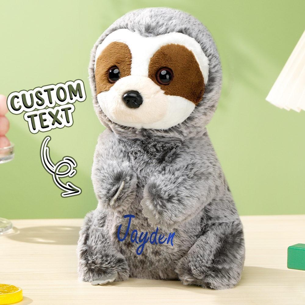 Personalized Sloth Plush Stuffed Toy with Custom Text Gift for Baby Shower-Veria Gifts