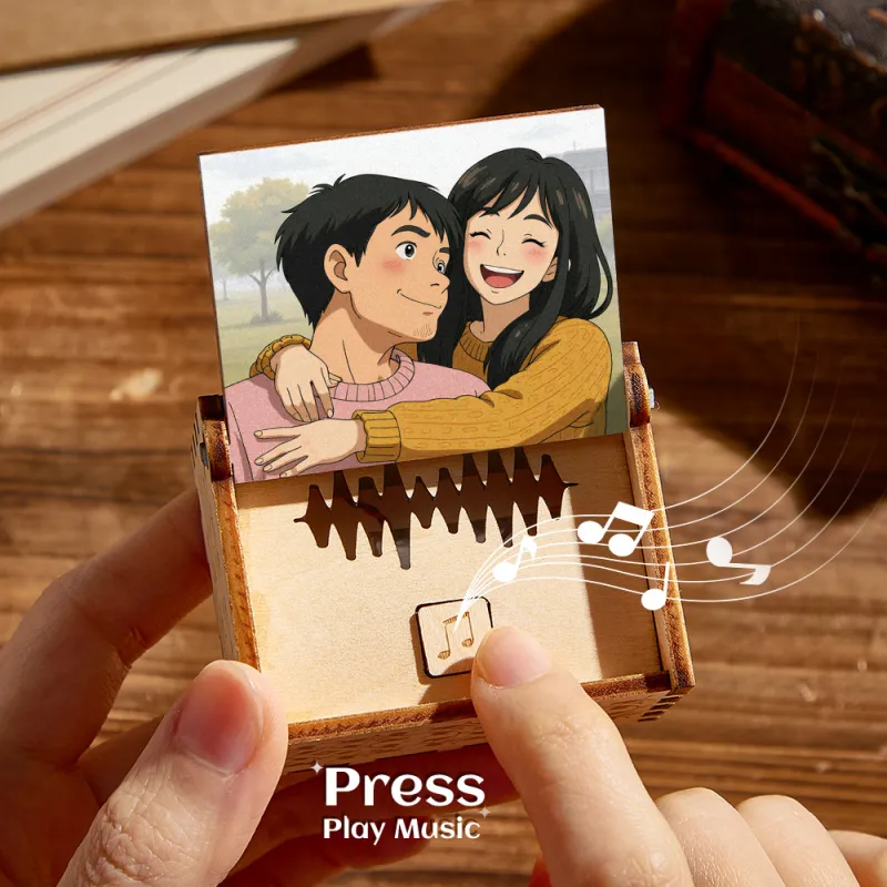 Custom Anime Style Music Box with Your Photo | Choose Your Own Song-Veria Gifts