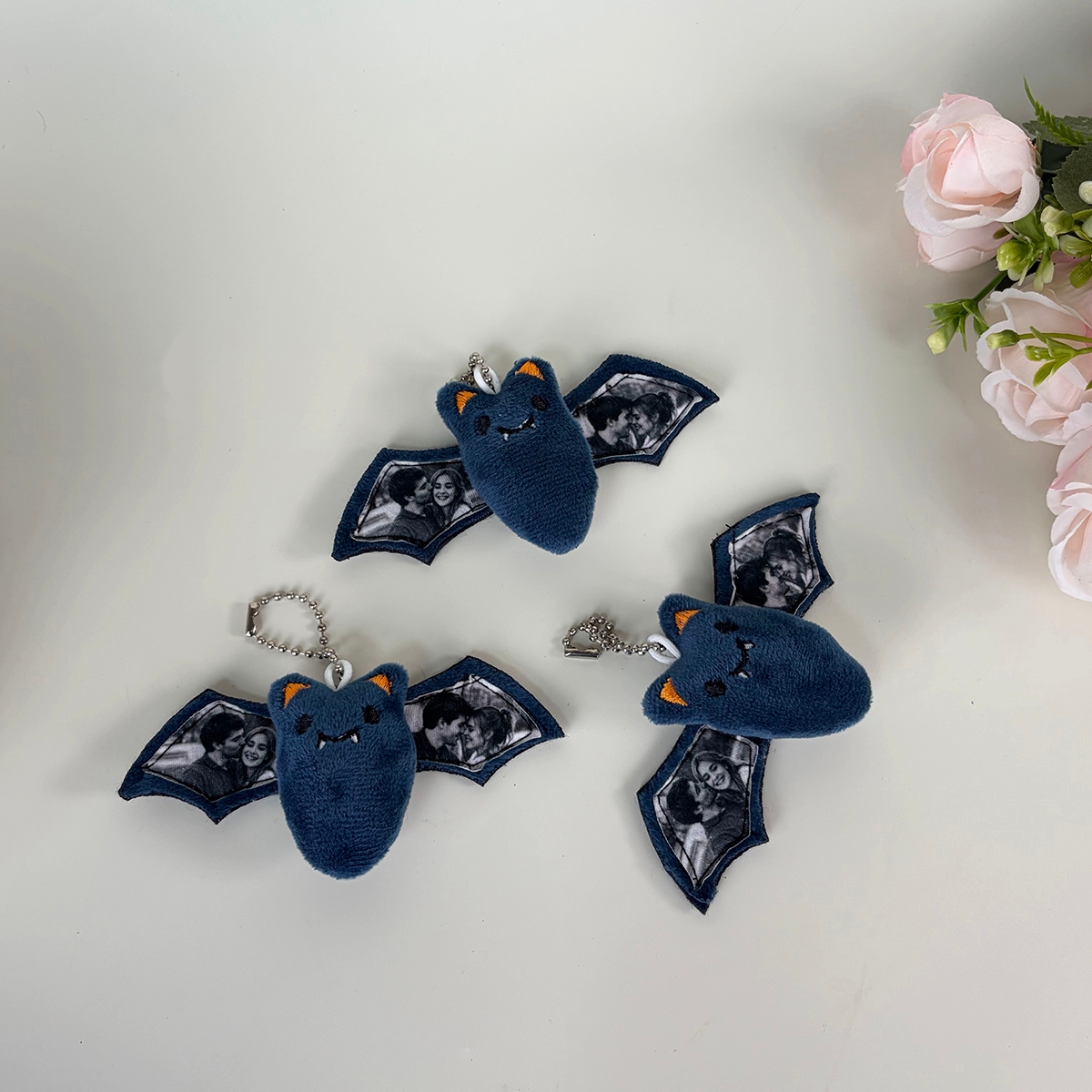 Personalized Photo Bat Plush Keychain Christmas Gift Custom Photo Bag Charm-Veria Gifts