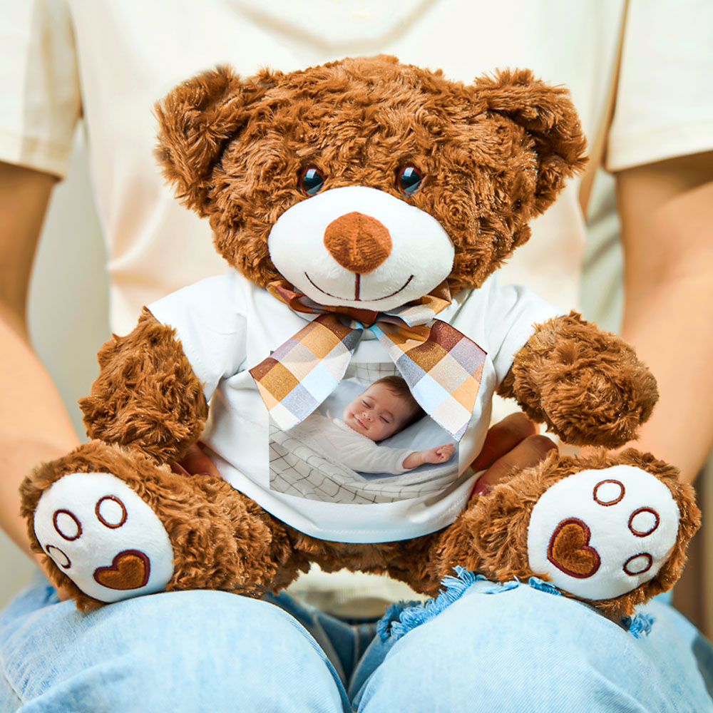 Personalized Bear Plush Stuffed Toy with Photo Gift for Kids-Veria Gifts