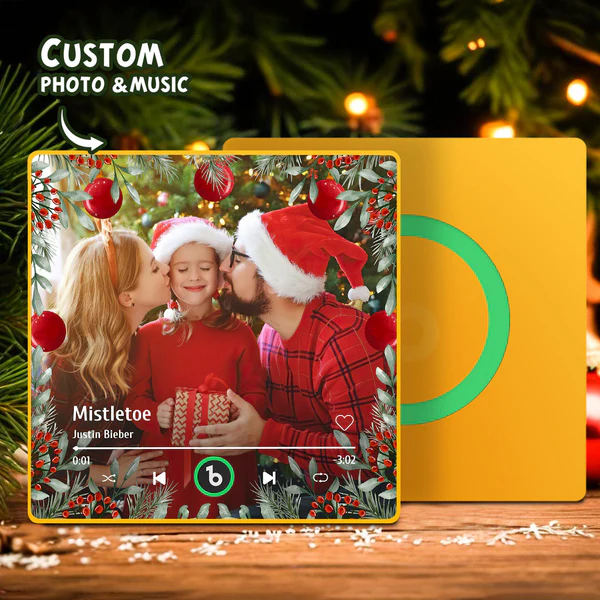 FridgeBeats Framed Personalized Family Photo Music Fridge Magnet Christmas Gifts for Family Custom Music Magnets Can Play Songs-Veria Gifts