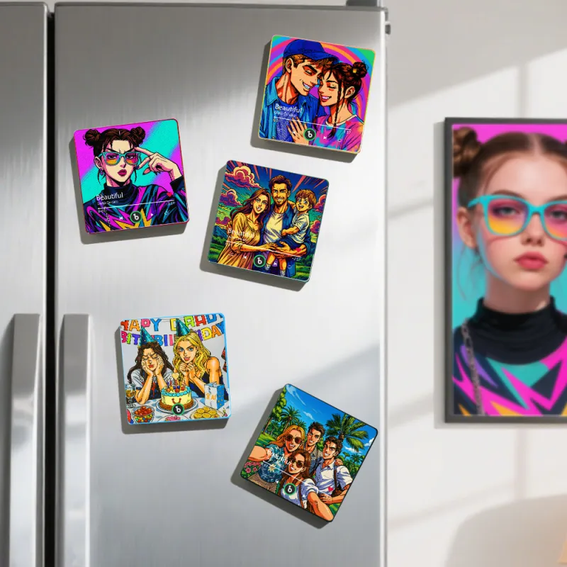 FridgeBeats Framed 4.0 Custom Anime-style Music Fridge Magnet and Photo with Colorful Frame Music Wall Photo Sticker Music Movement-Veria Gifts
