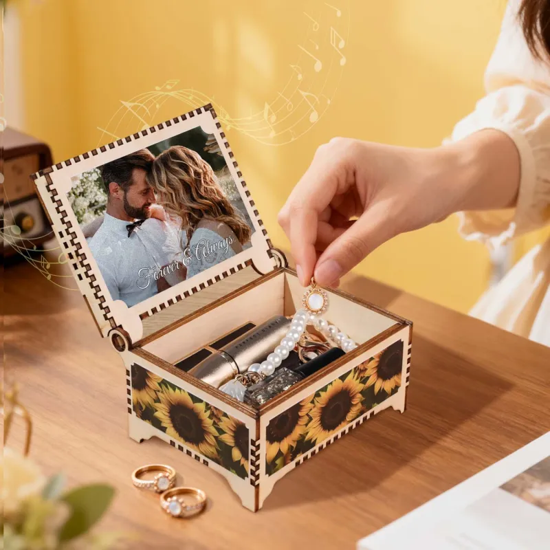 Custom Photo Digital Music Box Any song Tune or Voice Personalized Wooden Music Box with Text Anniversary Gift Valentines Gift-Veria Gifts