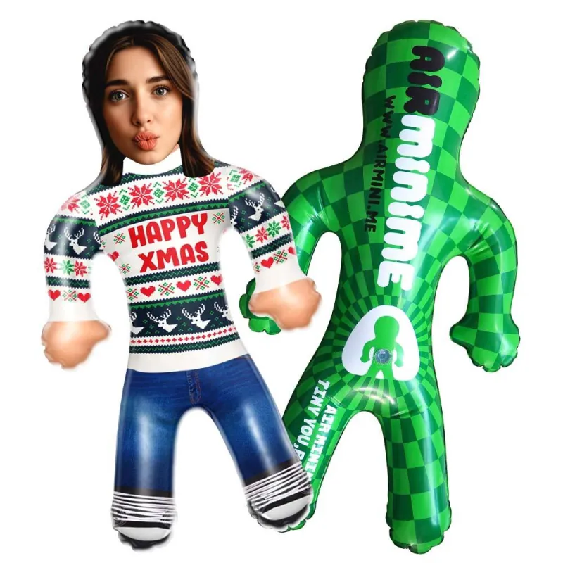 Custom Face Happy Xmas Blow Up Dolls Funny Inflatable Balloon Custom Air Doll for Party Favors Christmas Gifts
