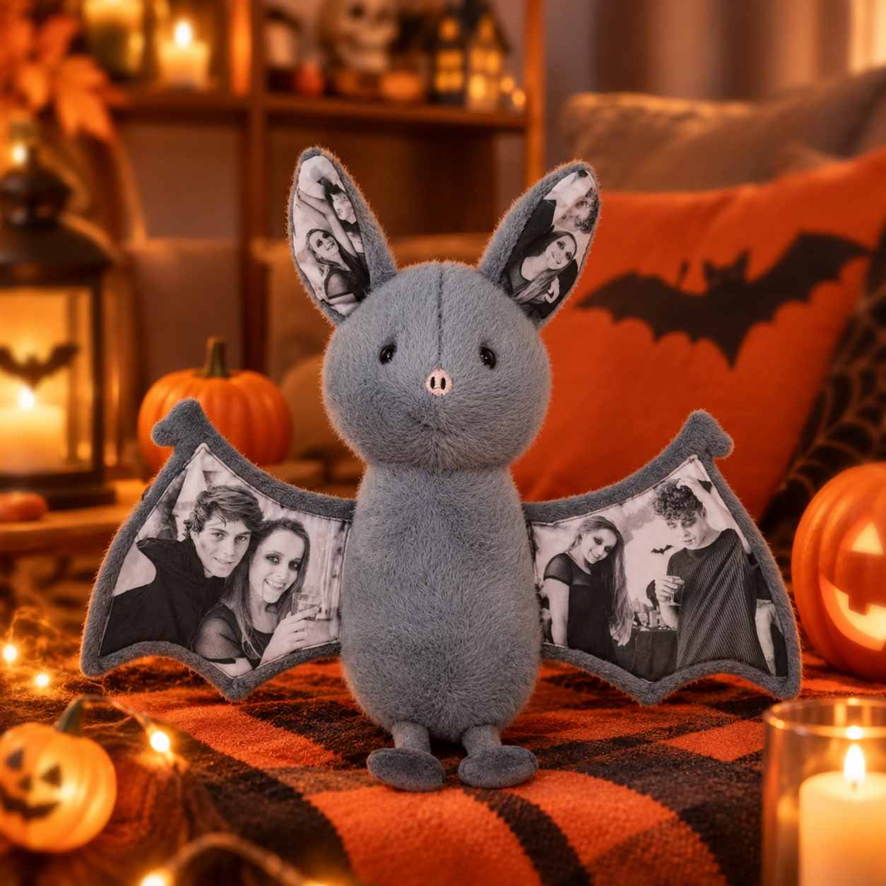 Personalized Photo Bat Plush Custom Halloween Couple Gift-Veria Gifts