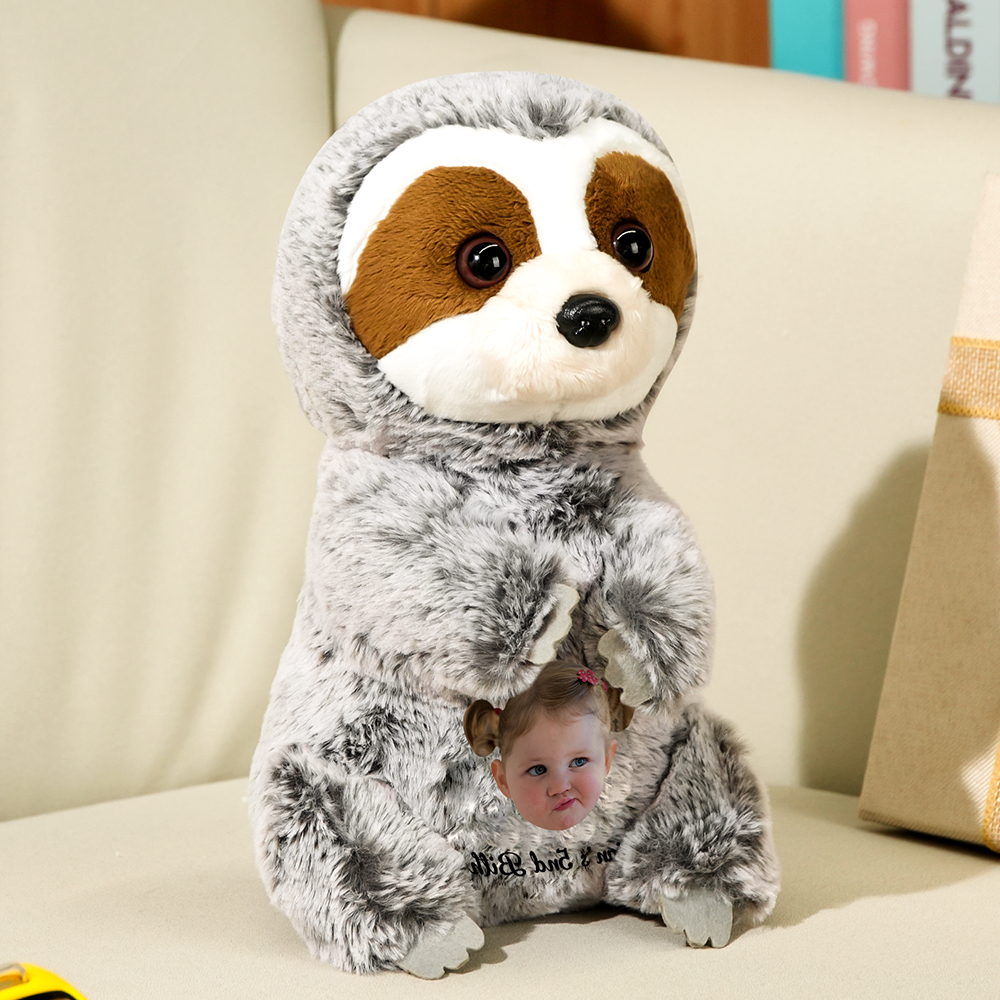Personalized Sloth Plush Stuffed Toy with Custom Text and Face Gift for Kids-Veria Gifts