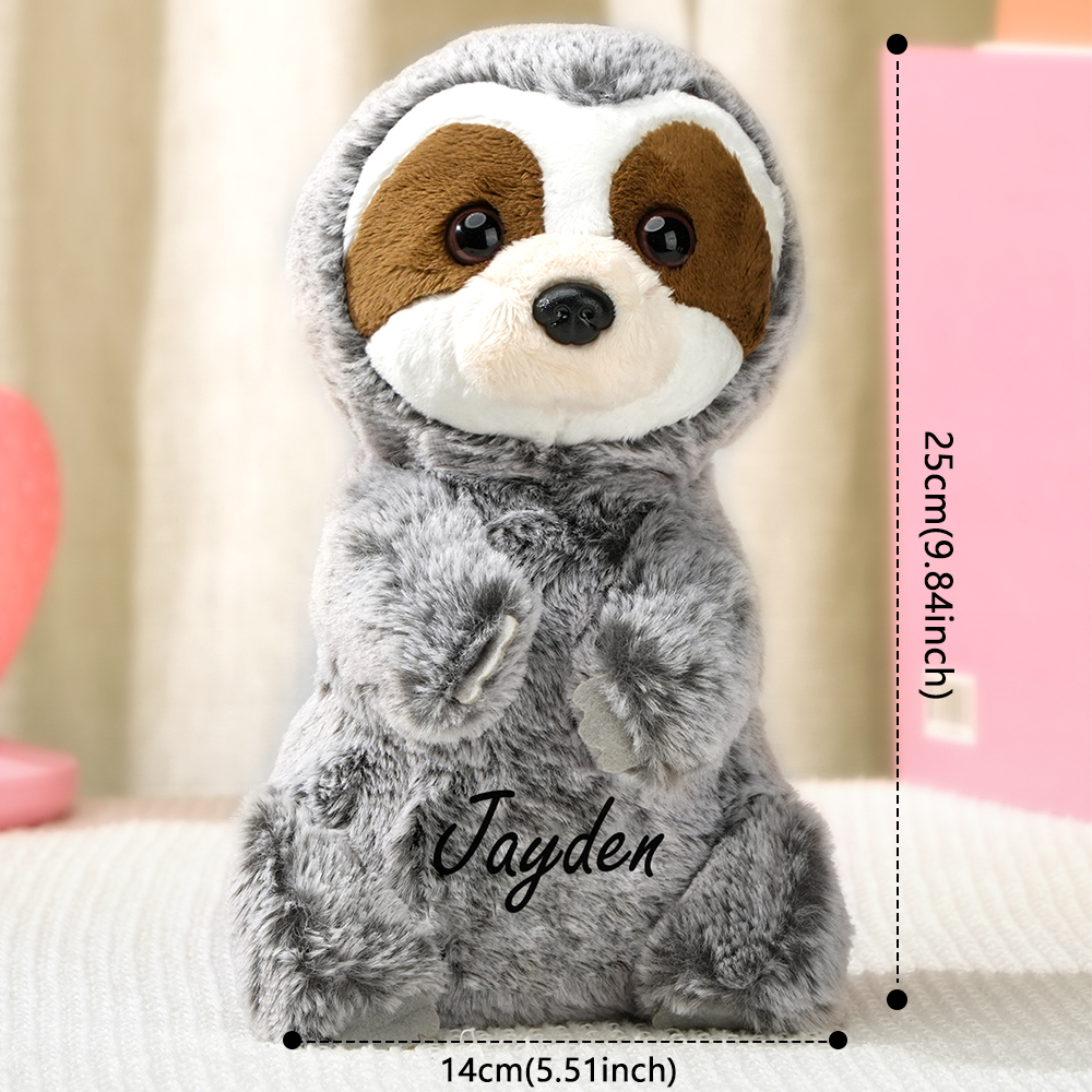 Personalized Sloth Plush Stuffed Toy with Custom Text Gift for Baby Shower-Veria Gifts