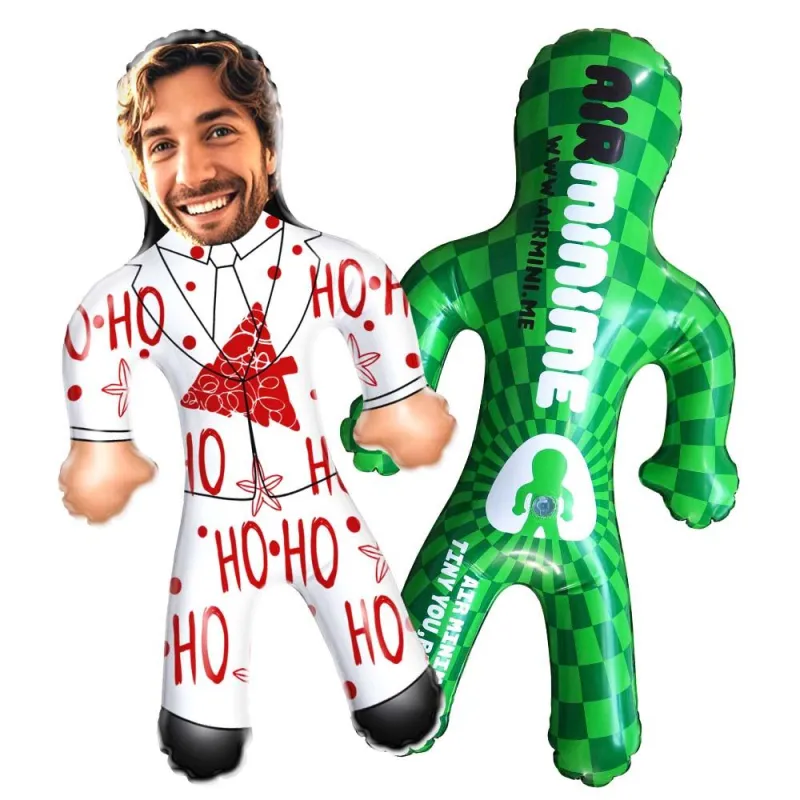Custom Face White Christmas Suit Blow Up Dolls Funny Inflatable Balloon Custom Air Doll for Party Favors Christmas Gifts