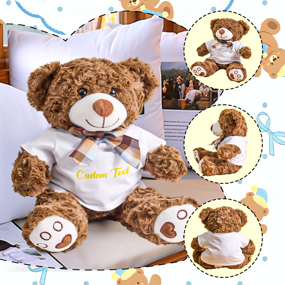 Personalized Bear Plush Stuffed Toy with Custom Text Gift for Baby Shower-Veria Gifts