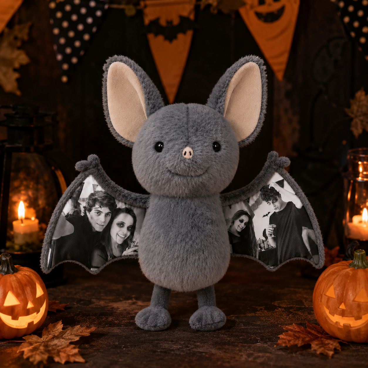 Personalized Photo Bat Plush Custom Halloween Couple Gift-Veria Gifts