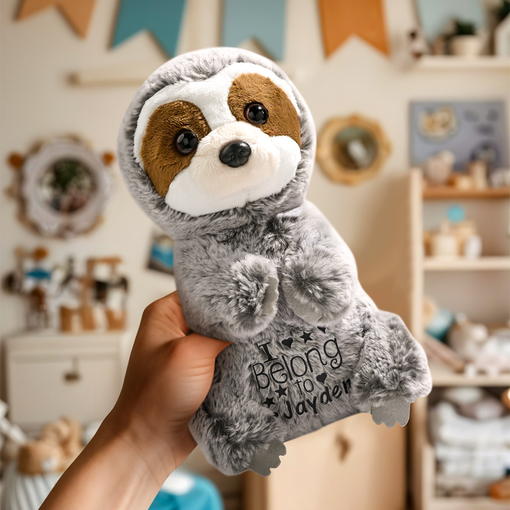 Personalized Name Sloth Plush Stuffed Toy Gift for Baby Shower-Veria Gifts