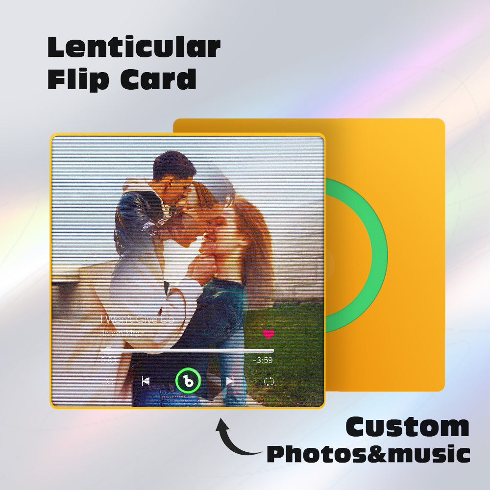 FridgeBeats Framed 4.0 Custom Lenticular Flip Music Fridge Magnet Personalized 2 Photos in 1 Album Fridge Magnet for Couple-Veria Gifts