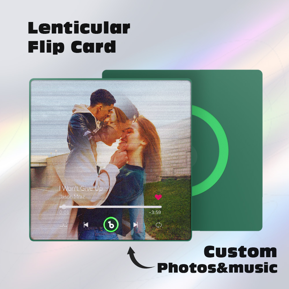 FridgeBeats Framed 4.0 Custom Lenticular Flip Music Fridge Magnet Personalized 2 Photos in 1 Album Fridge Magnet for Couple-Veria Gifts