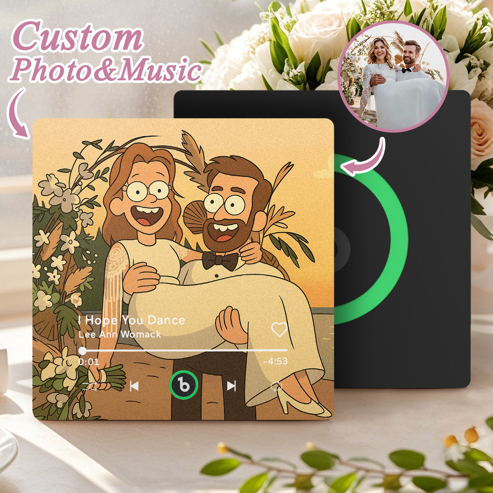 FridgeBeats Frameless 4.0 Custom Photo Music Fridge Magnet Various Cartoon Style Song Fridge Magnet That Can Play Songs Wedding Gift-Veria Gifts