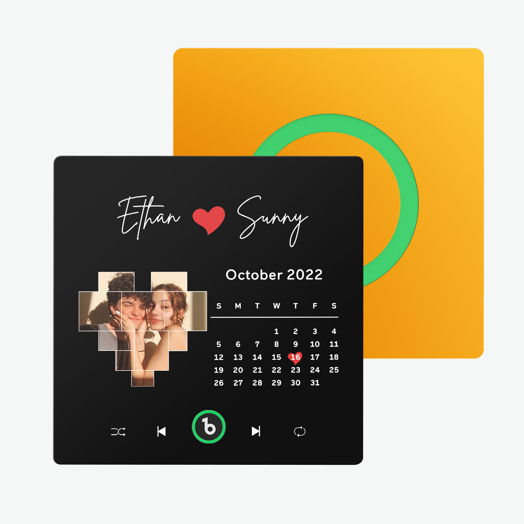 FridgeBeats Frameless Custom Music Fridge Magnet Love Calendar Fridge Magnet with Photo Unique Gift for Couple New 4.0 Upgrade-Veria Gifts