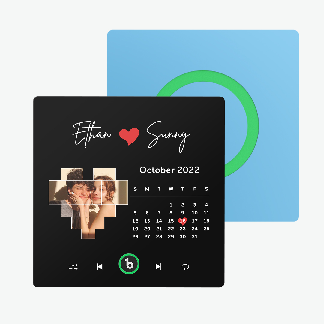 FridgeBeats Frameless Custom Music Fridge Magnet Love Calendar Fridge Magnet with Photo Unique Gift for Couple New 4.0 Upgrade-Veria Gifts