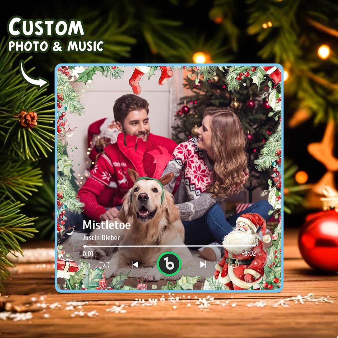 FridgeBeats Framed Custom Family Photo Music Fridge Magnet Christmas Gifts for Family Personalized Music Magnets Can Play Songs-Veria Gifts