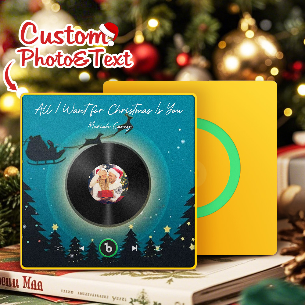 FridgeBeats Framed 4.0 Custom Photo Music Fridge Magnet Flying Santa and Reindeer Scene Album Fridge Magnet Christmas Gifts-Veria Gifts