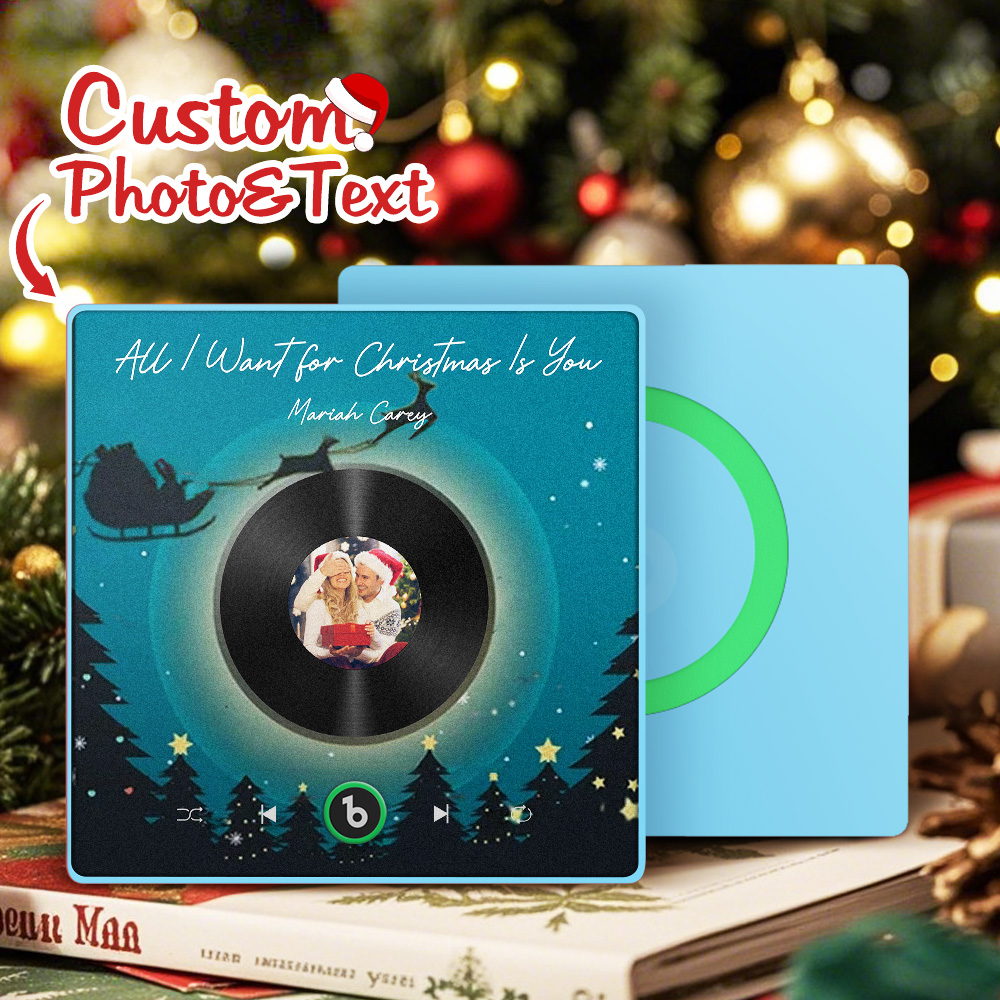 FridgeBeats Framed 4.0 Custom Photo Music Fridge Magnet Flying Santa and Reindeer Scene Album Fridge Magnet Christmas Gifts-Veria Gifts