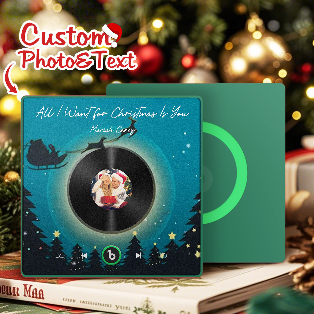 FridgeBeats Framed 4.0 Custom Photo Music Fridge Magnet Flying Santa and Reindeer Scene Album Fridge Magnet Christmas Gifts-Veria Gifts