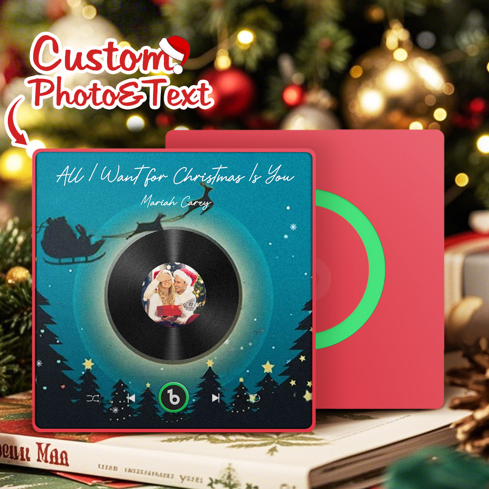 FridgeBeats Framed 4.0 Custom Photo Music Fridge Magnet Flying Santa and Reindeer Scene Album Fridge Magnet Christmas Gifts-Veria Gifts