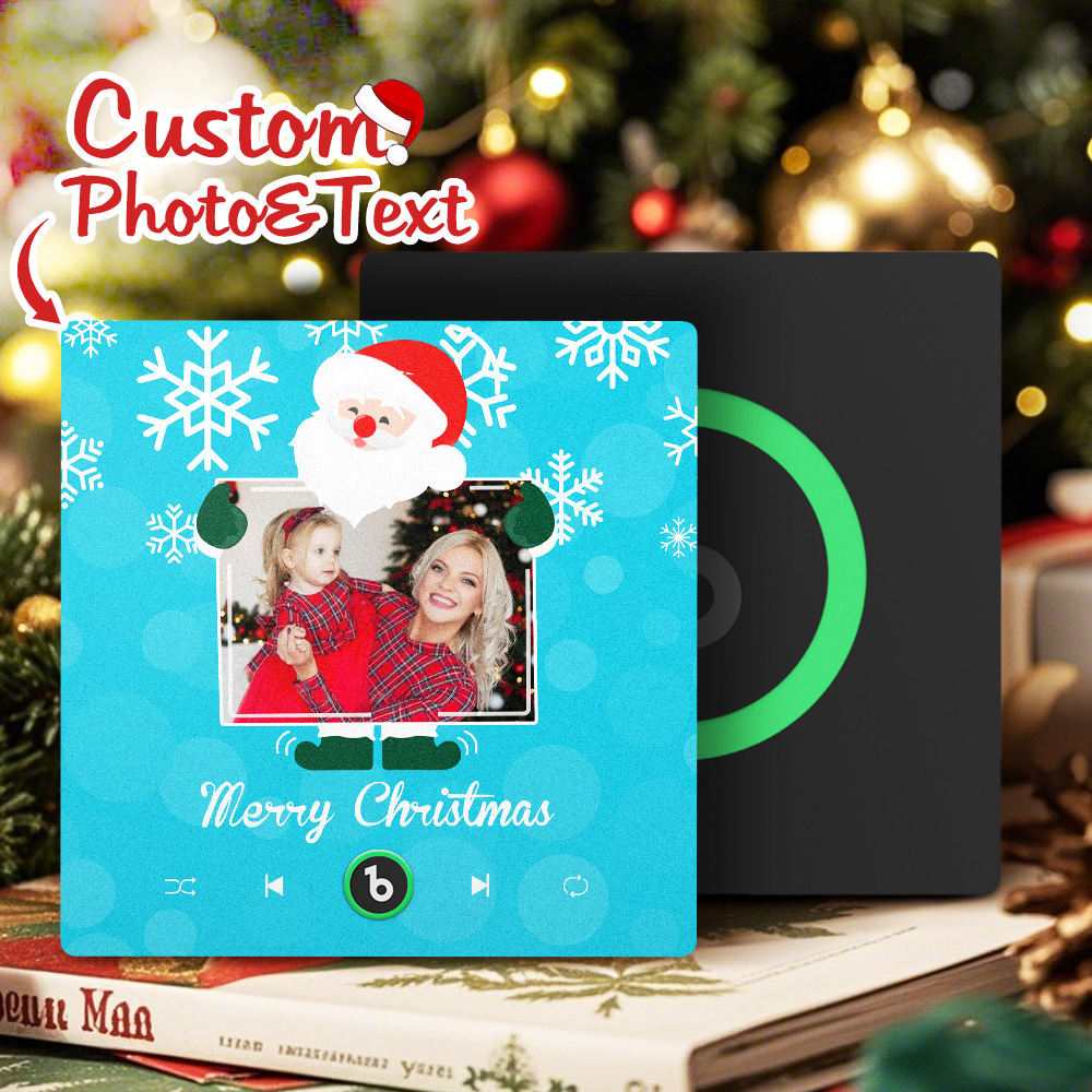 FridgeBeats Frameless 4.0 Custom Music And Photo Fridge Magnet Santa and Snowflakes Fridge Magnet Gift for Christmas-Veria Gifts