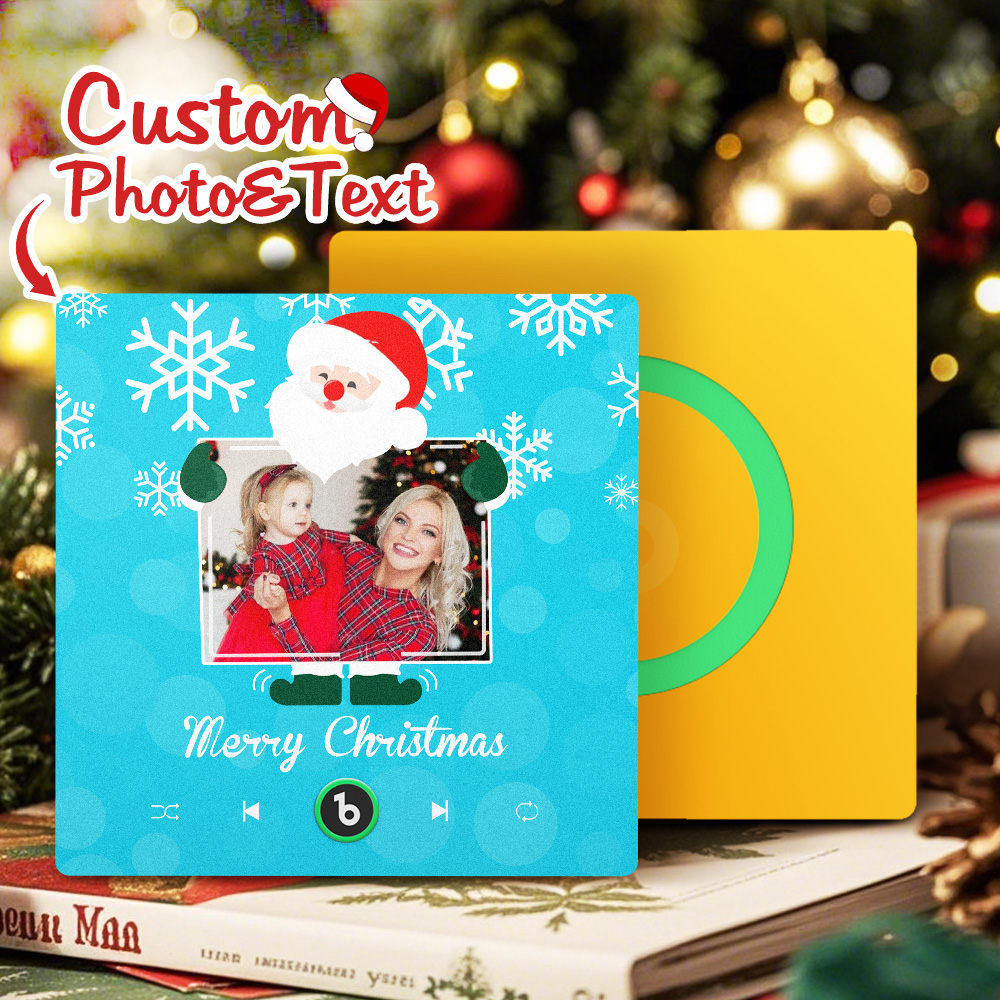 FridgeBeats Frameless 4.0 Custom Music And Photo Fridge Magnet Santa and Snowflakes Fridge Magnet Gift for Christmas-Veria Gifts